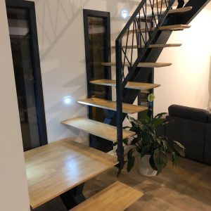 Escalier double 1/4 tournant et palier