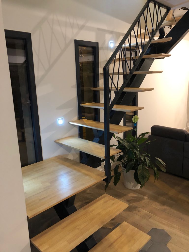 Escalier double 1/4 tournant et palier